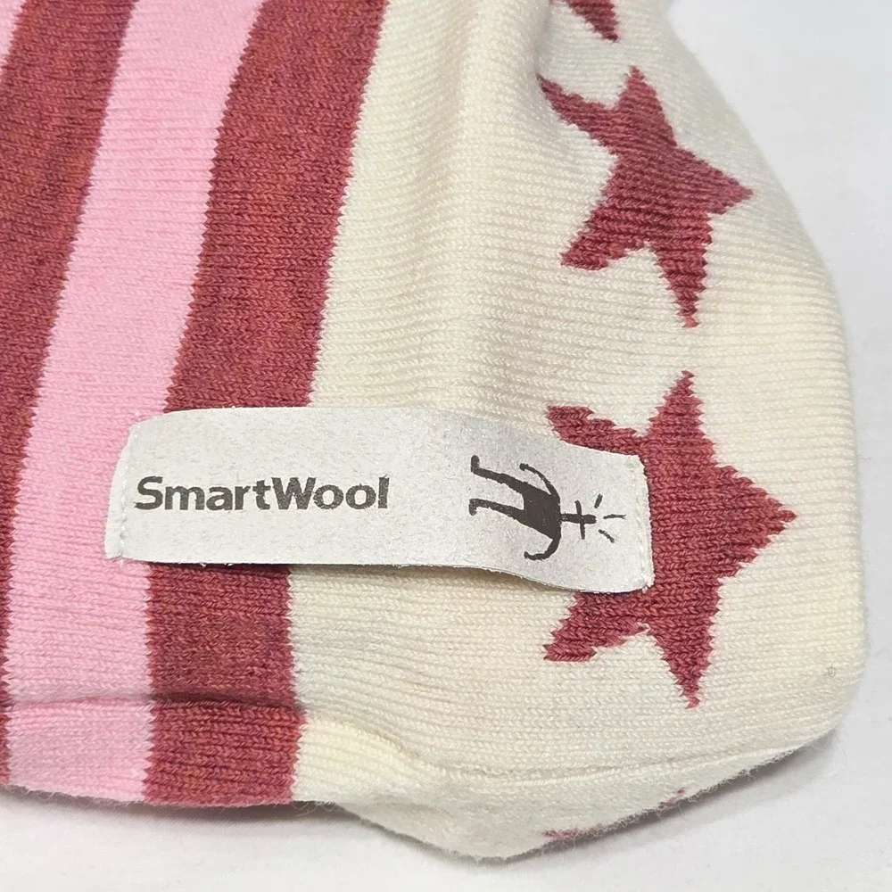 Smartwool Baby Twinkler Beanie & Mittens Set Merino Wool Pink Striped 6-12M